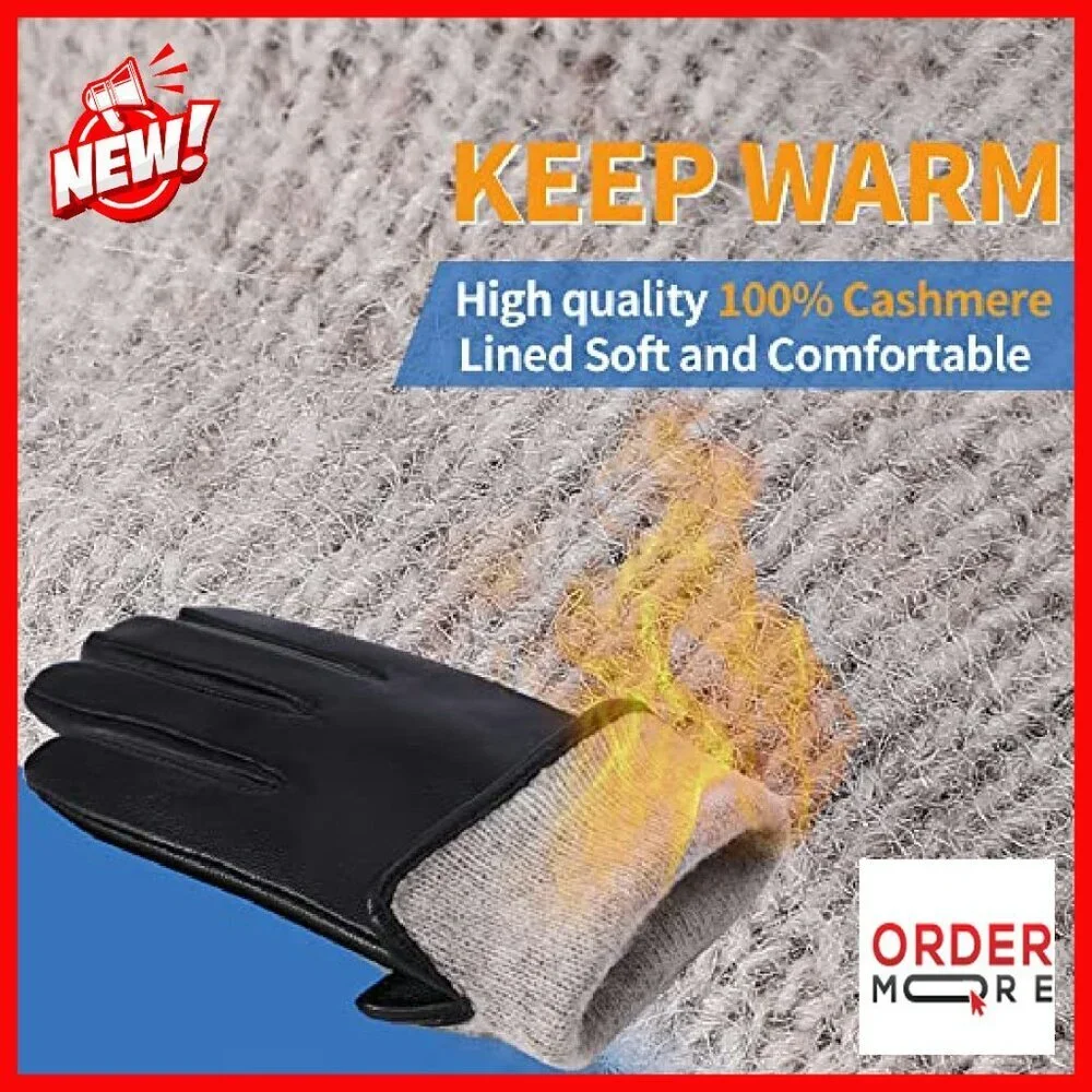 Nappa Lambskin Leather Gloves Cashmere Lined Touchscreen Winter Warm